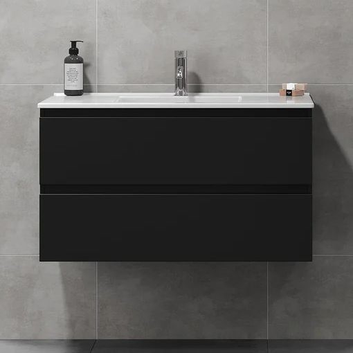Mueble de baño con lavabo HENRY de 91 cm, negro