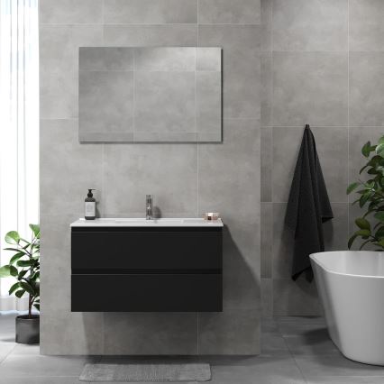 Mueble de baño con lavabo HENRY de 91 cm, negro