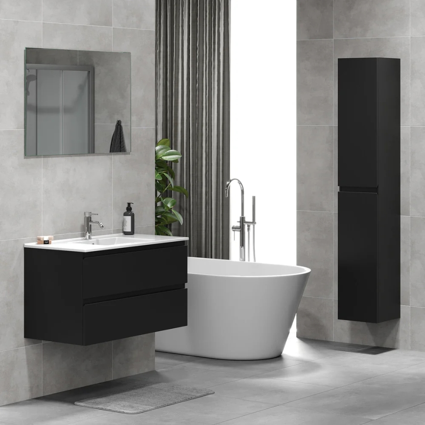 Mueble de baño con lavabo HENRY de 91 cm, negro