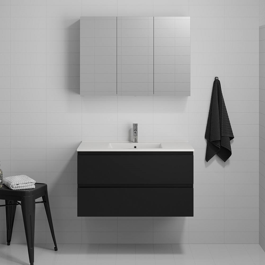 Mueble de baño con lavabo HENRY de 91 cm, negro