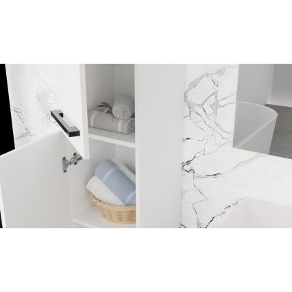 Mueble de baño con lavabo KATE + armario con espejo + armario de pared blanco