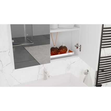 Mueble de baño con lavabo KATE + armario con espejo + armario de pared blanco