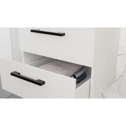 Mueble de baño con lavabo KATE + armario con espejo + armario de pared blanco