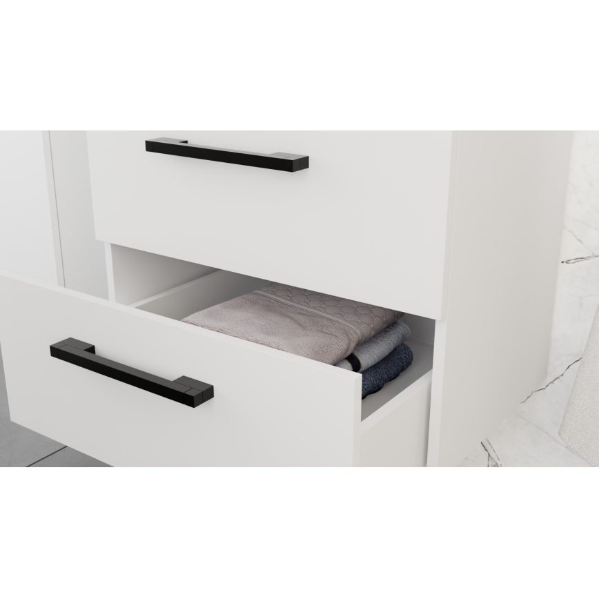 Mueble de baño con lavabo KATE + armario con espejo + armario de pared blanco