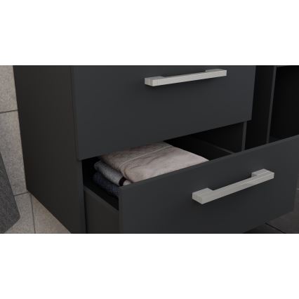 Mueble de baño con lavabo KATE + armario con espejo + armario de pared en antracita