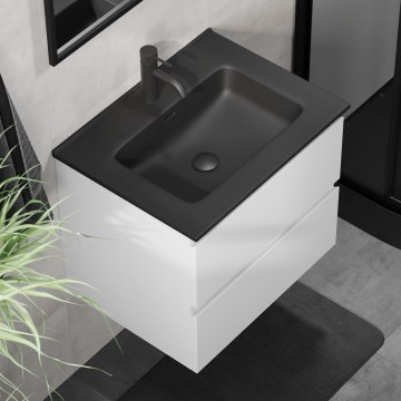 Mueble de baño con lavabo KENWOOD 61 cm blanco//negro