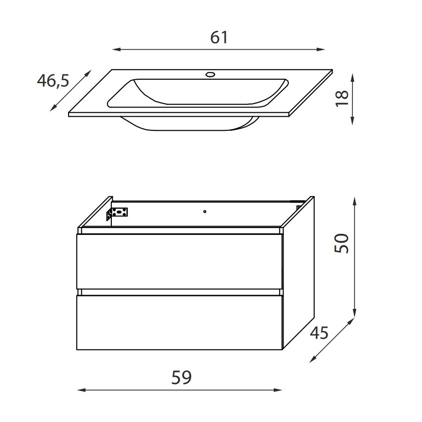 Mueble de baño con lavabo KENWOOD 61 cm Marrakech/blanco