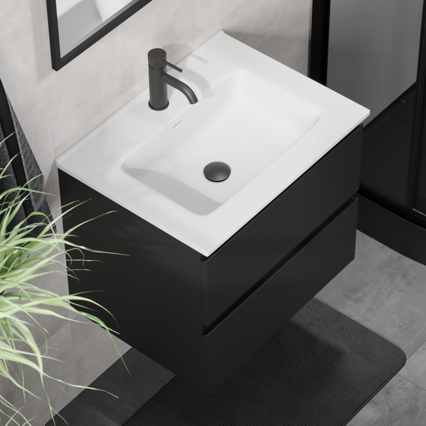 Mueble de baño con lavabo KENWOOD 61 cm negro/blanco