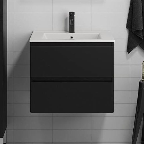 Mueble de baño con lavabo KENWOOD 61 cm, negro