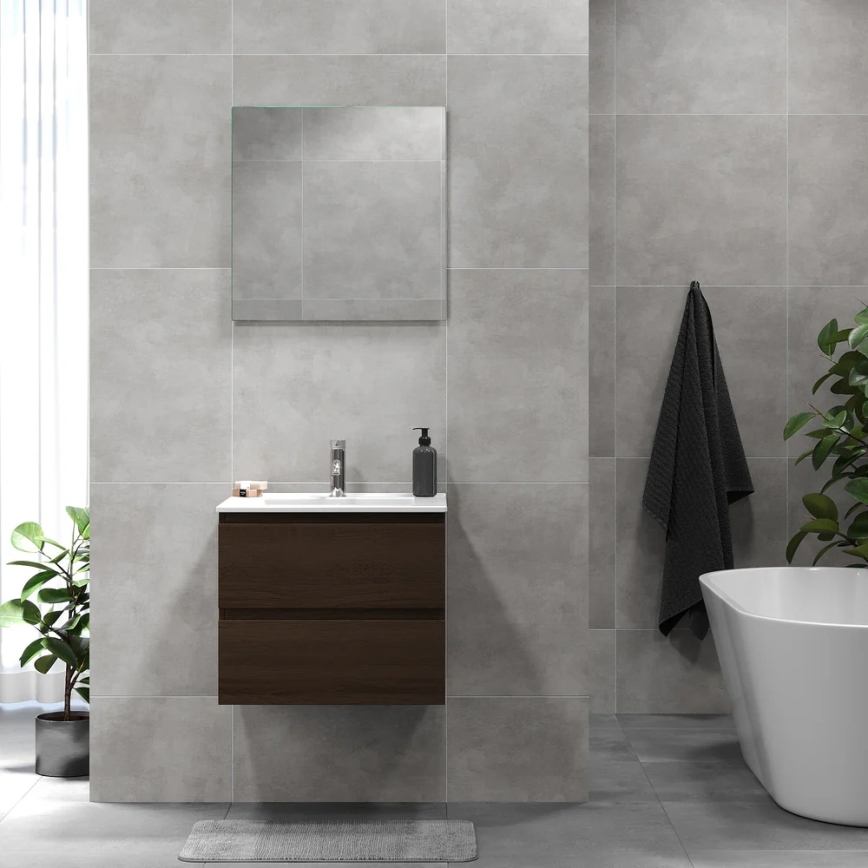 Mueble de baño con lavabo KENWOOD 61 cm nogal
