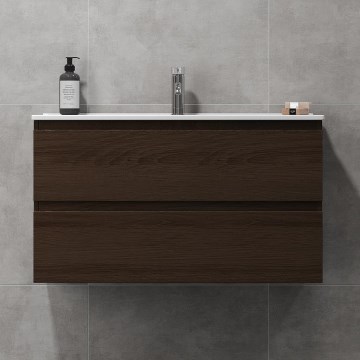 Mueble de baño con lavabo KENWOOD 91 cm en nogal