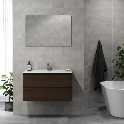 Mueble de baño con lavabo KENWOOD 91 cm en nogal