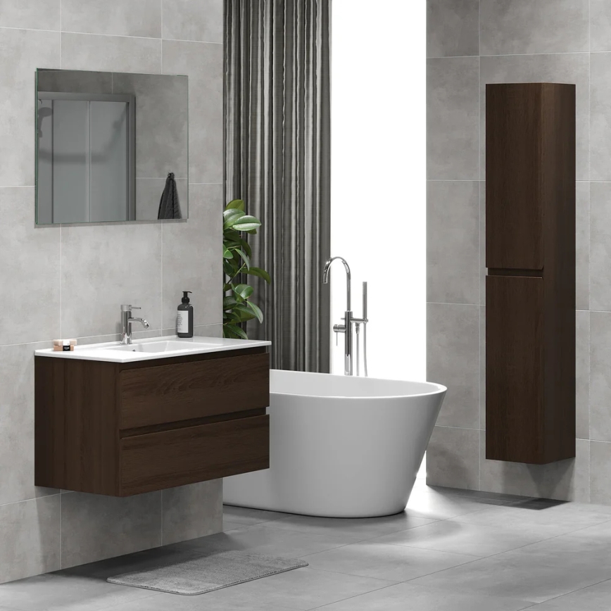 Mueble de baño con lavabo KENWOOD 91 cm en nogal