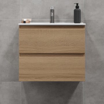 Mueble de baño con lavabo KENWOOD de 61 cm, roble