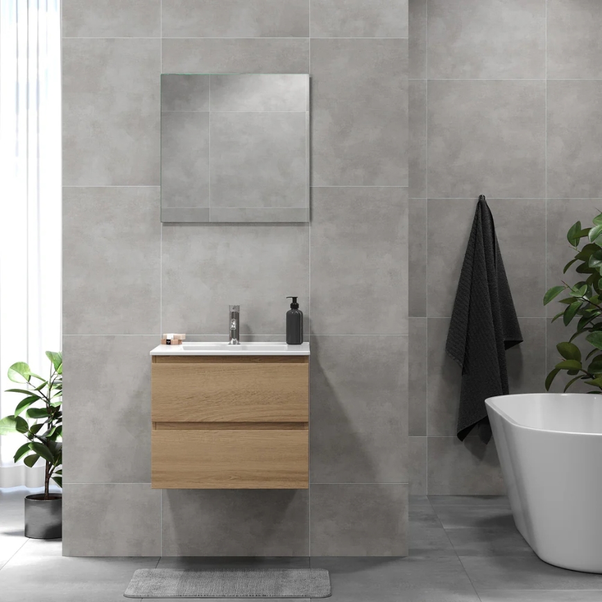 Mueble de baño con lavabo KENWOOD de 61 cm, roble