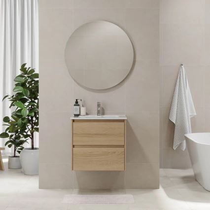 Mueble de baño con lavabo LYKE 60 cm, acabado roble