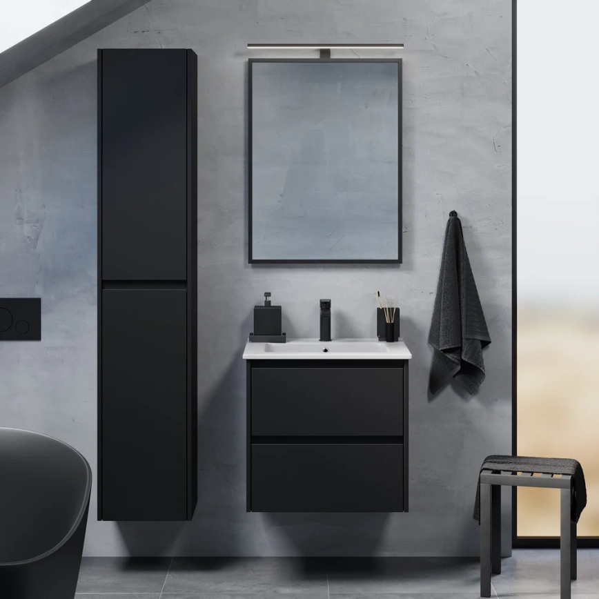 Mueble de baño con lavabo LYKE 60 cm, negro