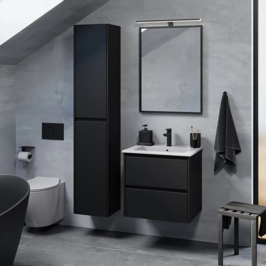 Mueble de baño con lavabo LYKE 60 cm, negro