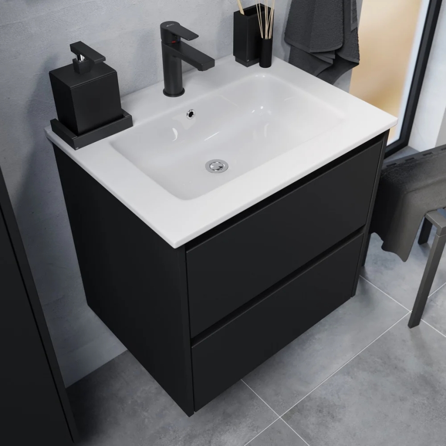 Mueble de baño con lavabo LYKE 60 cm, negro