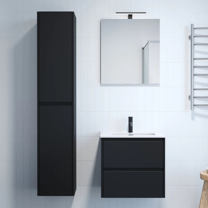 Mueble de baño con lavabo LYKE 60 cm, negro