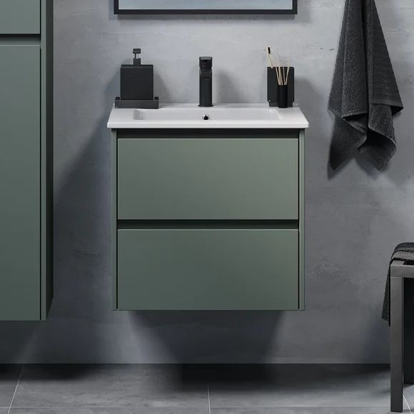 Mueble de baño con lavabo LYKE 60 cm, verde