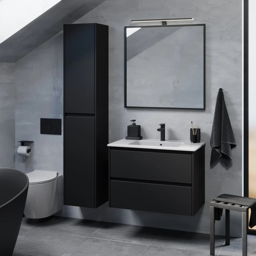 Mueble de baño con lavabo LYKE 80 cm, negro