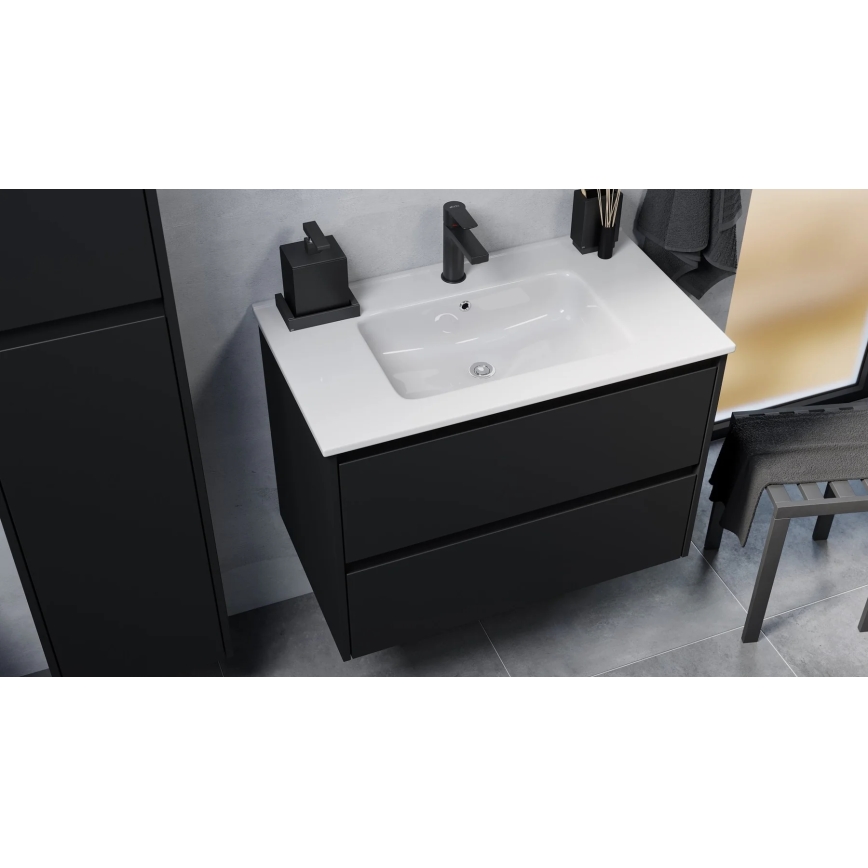 Mueble de baño con lavabo LYKE 80 cm, negro