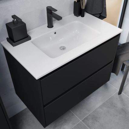 Mueble de baño con lavabo LYKE 80 cm, negro