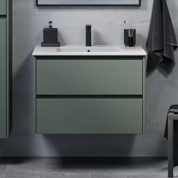 Mueble de baño con lavabo LYKE de 80 cm, verde