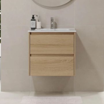 Mueble de baño con lavabo MOLDE 60 cm de roble