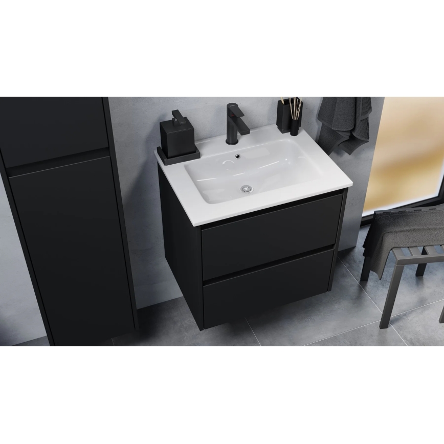 Mueble de baño con lavabo MOLDE 60 cm negro
