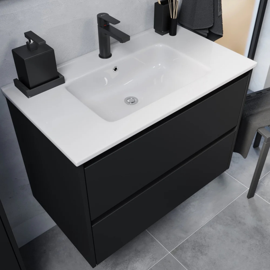 Mueble de baño con lavabo MOLDE 80 cm negro