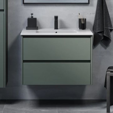 Mueble de baño con lavabo MOLDE de 80 cm, verde
