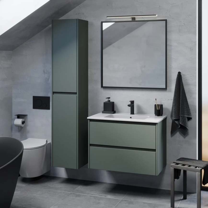 Mueble de baño con lavabo MOLDE de 80 cm, verde