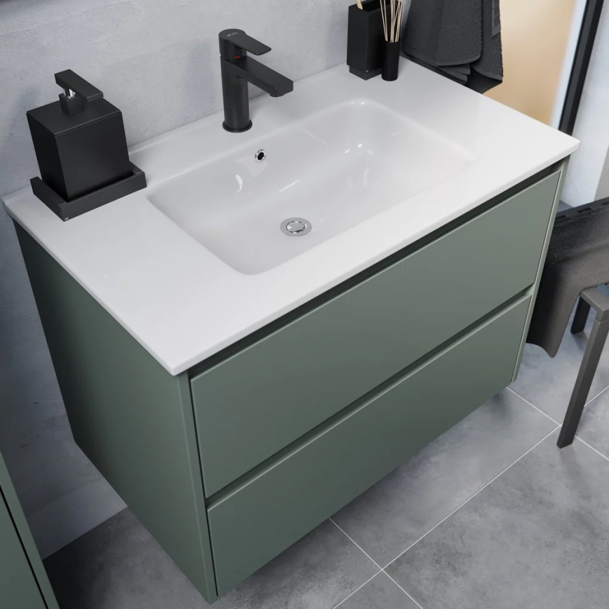 Mueble de baño con lavabo MOLDE de 80 cm, verde