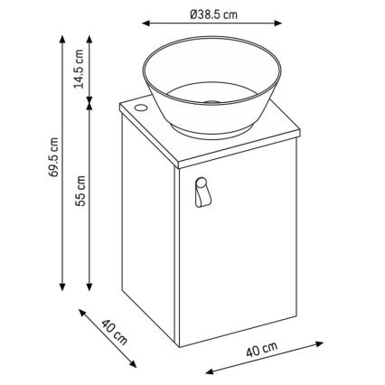Mueble de baño con lavabo TAARNHOLM, gris
