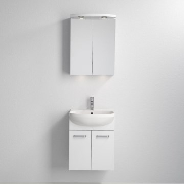 Mueble de baño con lavabo Vang + armario con espejo LED 230V IP44 blanco