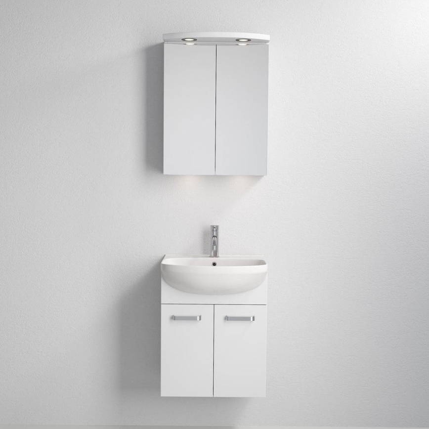 Mueble de baño con lavabo Vang + armario con espejo LED 230V IP44 blanco