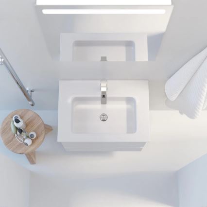 Mueble de baño con lavabo VEDO + espejo LED LED/10W/230V IP44 blanco