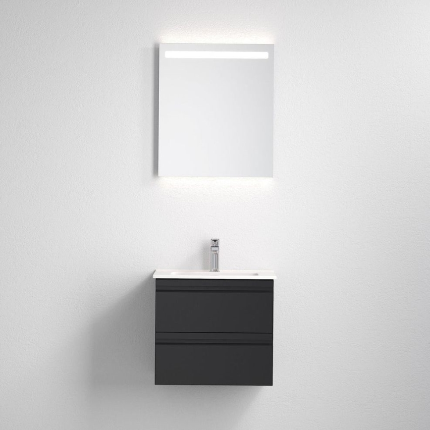 Mueble de baño con lavabo VEDO + espejo LED LED/10W/230V IP44 negro