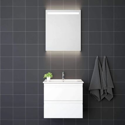 Mueble de baño con lavabo VIGO + espejo de pared con retroiluminación LED/10W/230V IP44 blanco