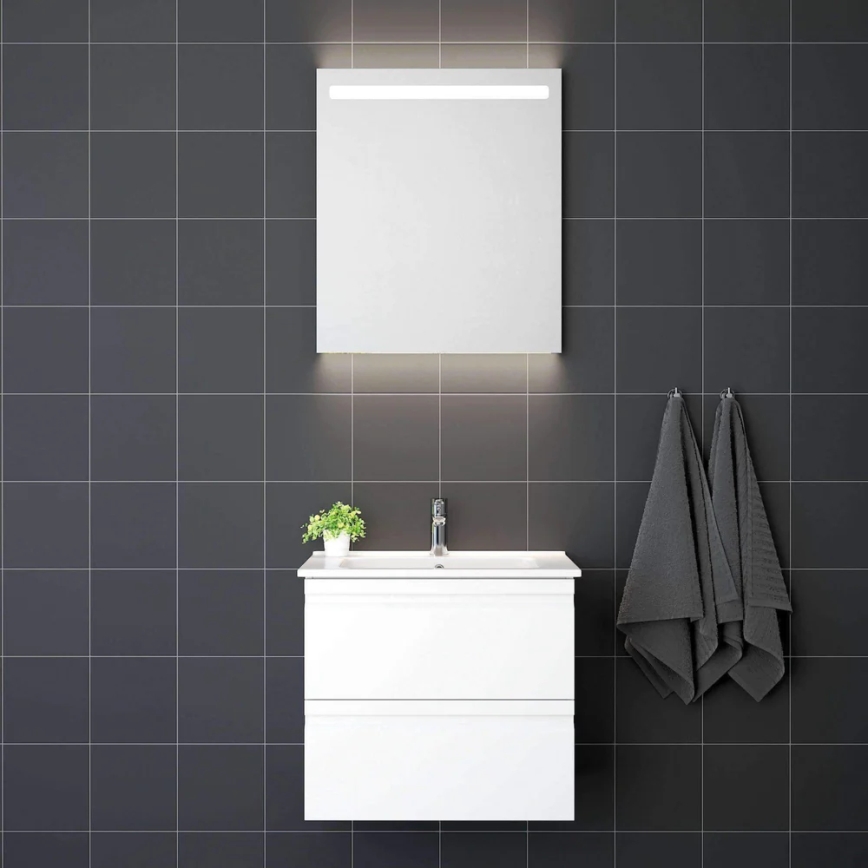 Mueble de baño con lavabo VIGO + espejo de pared con retroiluminación LED/10W/230V IP44 blanco