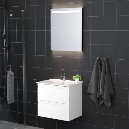 Mueble de baño con lavabo VIGO + espejo de pared con retroiluminación LED/10W/230V IP44 blanco