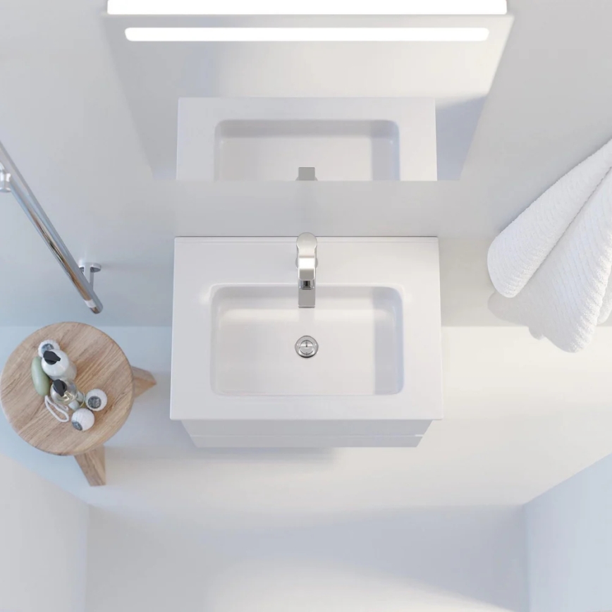 Mueble de baño con lavabo VIGO + espejo de pared con retroiluminación LED/10W/230V IP44 blanco