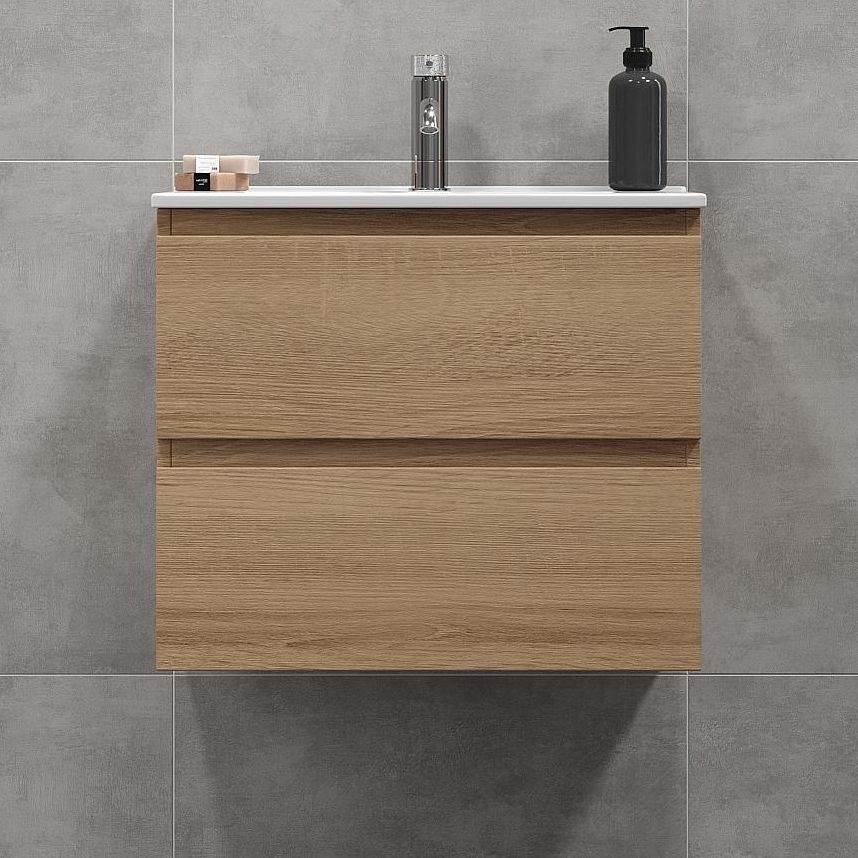 Mueble de baño con un lavabo CONOR 61 cm roble