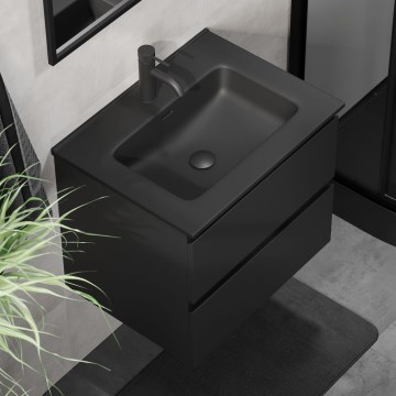 Mueble de baño CONOR con lavabo, 61 cm, negro