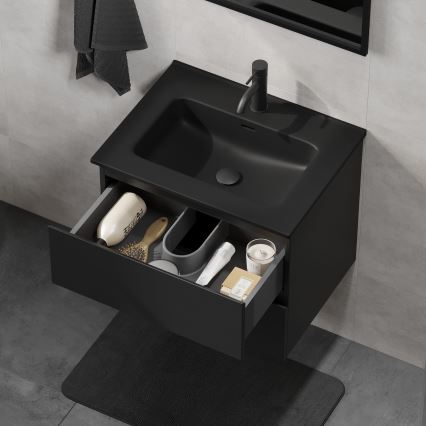Mueble de baño CONOR con lavabo, 61 cm, negro