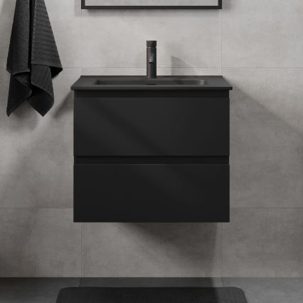 Mueble de baño CONOR con lavabo, 61 cm, negro