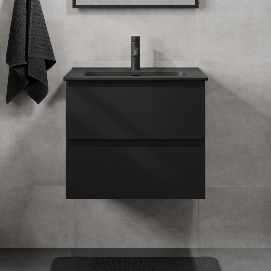 Mueble de baño CONOR con lavabo, 61 cm, negro