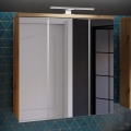 Mueble de baño de pared con espejo VENOM blanco/roble artisan